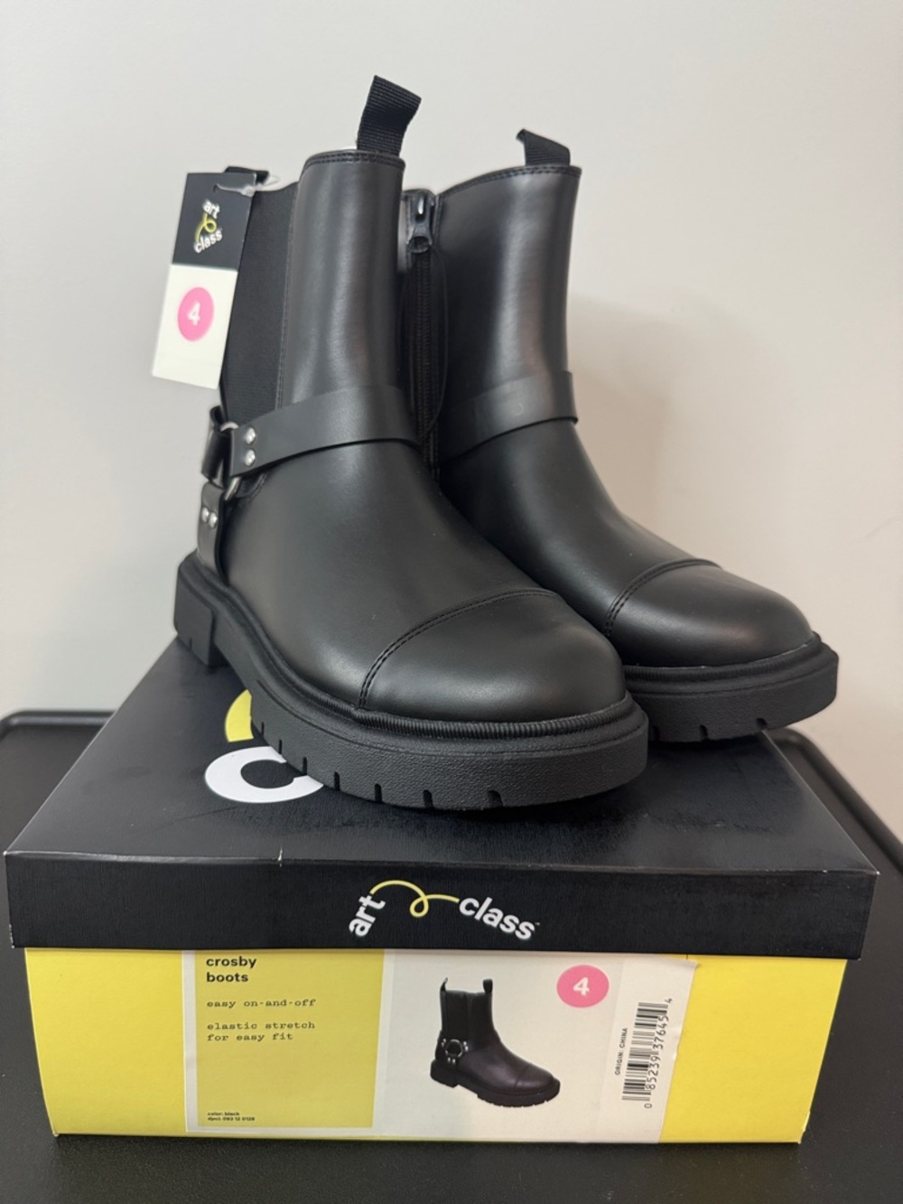 Art Class Black Crosby Boots Youth Girls Size 4 New NWT NIB